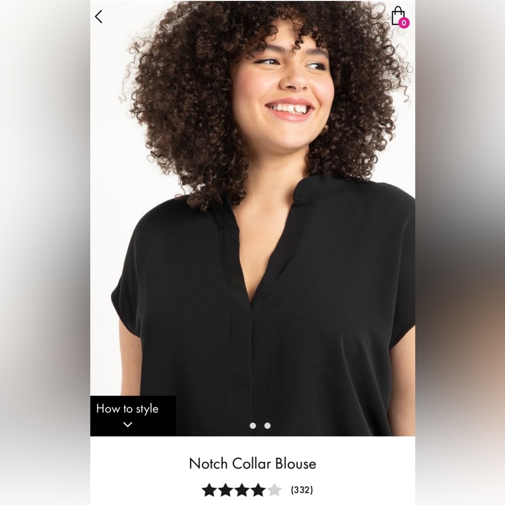 Eloquii Notch Collar Blouse in Black